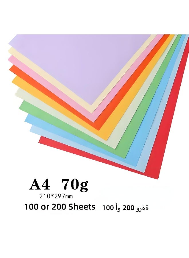 مجموعة ورق ملون A4، 100 ورقة، 10 ألوان زاهية، وزن 70 جرام، ورق متعدد الاستخدامات، خفيف وسهل الطي للأعمال اليدوية، سجل القصاصات، المشاريع المدرسية، والمكتب - Image 2