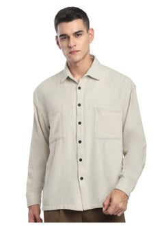 Beyoung Off White Dual Pocket Cotton Shirt  - Image 4