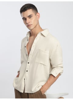 Beyoung Off White Dual Pocket Cotton Shirt  - Image 1