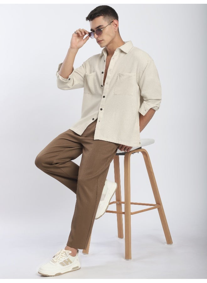 Beyoung Off White Dual Pocket Cotton Shirt  - Image 3