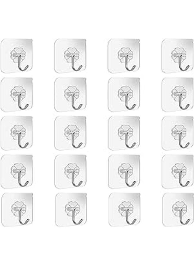 20 Pieces Adhesive Wall Hooks Transparent Strong Suction Hooks For Home Kitchen and Bathroom - Image 1