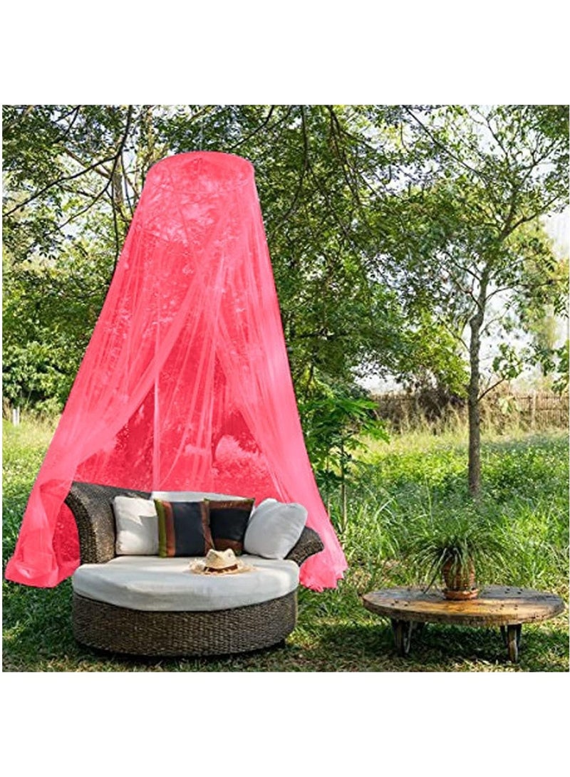 VITION Round Hoop Mosquito Net for Bed, King Size Bed Canopy Hanging Curtain Netting, Princess Round Hoop Sheer Bed Canopy for All Kids Baby Cribs and Adult Beds Fit Twin, Full, Queen (Dark Pink)  - Image 4