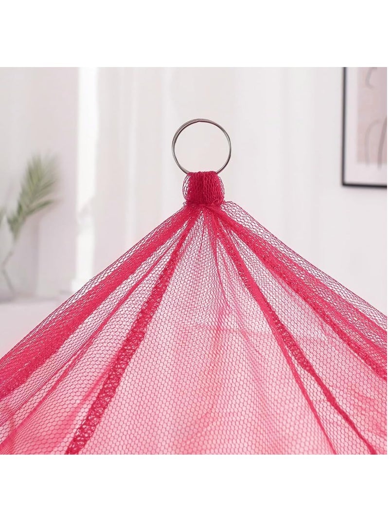 VITION Round Hoop Mosquito Net for Bed, King Size Bed Canopy Hanging Curtain Netting, Princess Round Hoop Sheer Bed Canopy for All Kids Baby Cribs and Adult Beds Fit Twin, Full, Queen (Dark Pink)  - Image 2