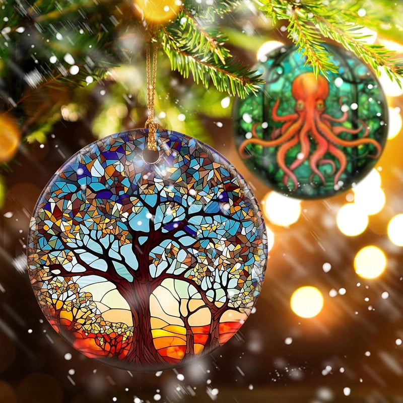 Touber Tree of Life Ornament, Christmas Decoration, Holiday Present Idea, Heirloom Keepsake, Round Ceramic, Bauble Present, Tree of Life - Image 4