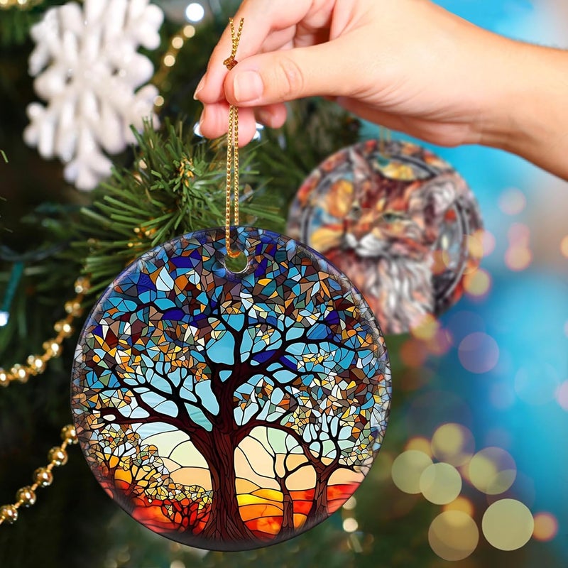 Touber Tree of Life Ornament, Christmas Decoration, Holiday Present Idea, Heirloom Keepsake, Round Ceramic, Bauble Present, Tree of Life - Image 5