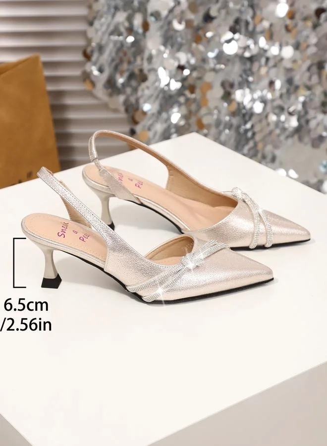 Sneak-a-Peek Sneak-a-Peek Pointed Toe Slingback Kitten Heel Pumps
