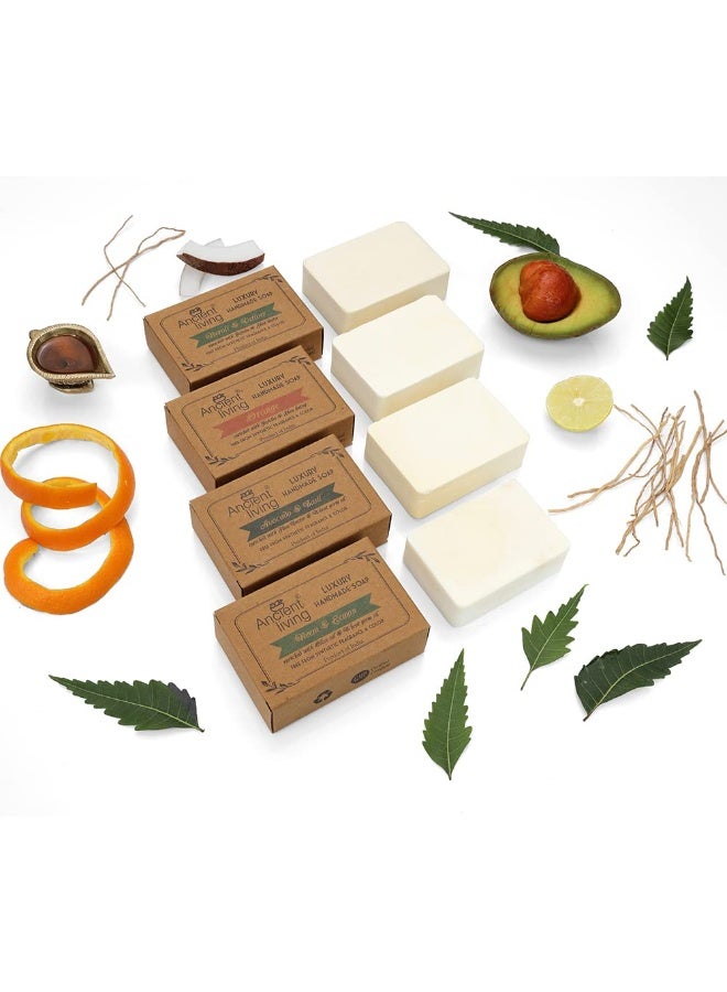 Ancient Living Orange soap,Neem and Lemon soap,Neroli and Vetiver soap,Avocado and Basil soap ,Luxury Handmade Moisturizing || Daily Use Suitable For All skin Types 100g*4 - Image 4