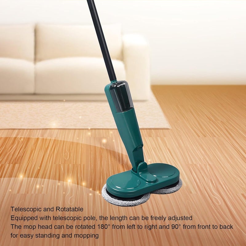 Jiawu Cordless Electric Mop, Retractable Spin Mop with Water Spray, Rechargeable Floor Cleaner, Handheld Powerful Floor Scrubber for Hardwood, Tile Floors, Marble Floors (Green) - Image 1