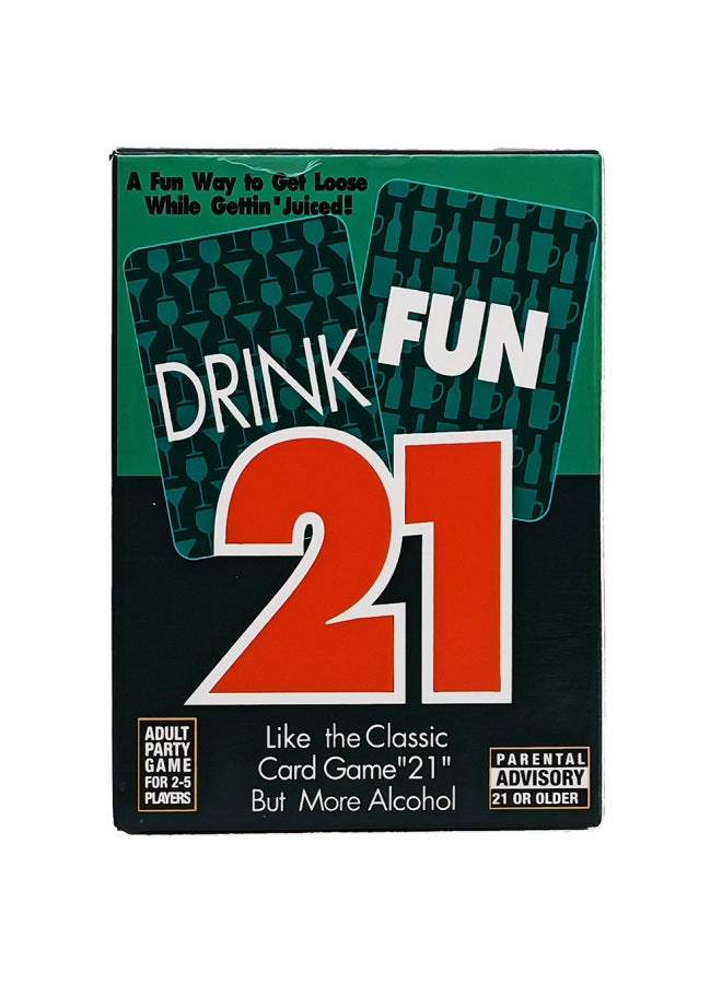 Full English Version Excited & Exhausted Couple Lover Drinking English Table Game Card-Color:Drink Fun 21 Green  - Image 1