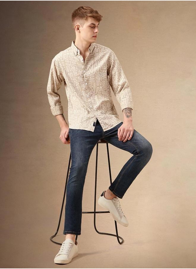 Dennis Lingo Printed Button-Down Collar Casual Shirt by Styli  - Image 4