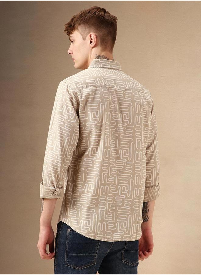 Dennis Lingo Printed Button-Down Collar Casual Shirt by Styli  - Image 5