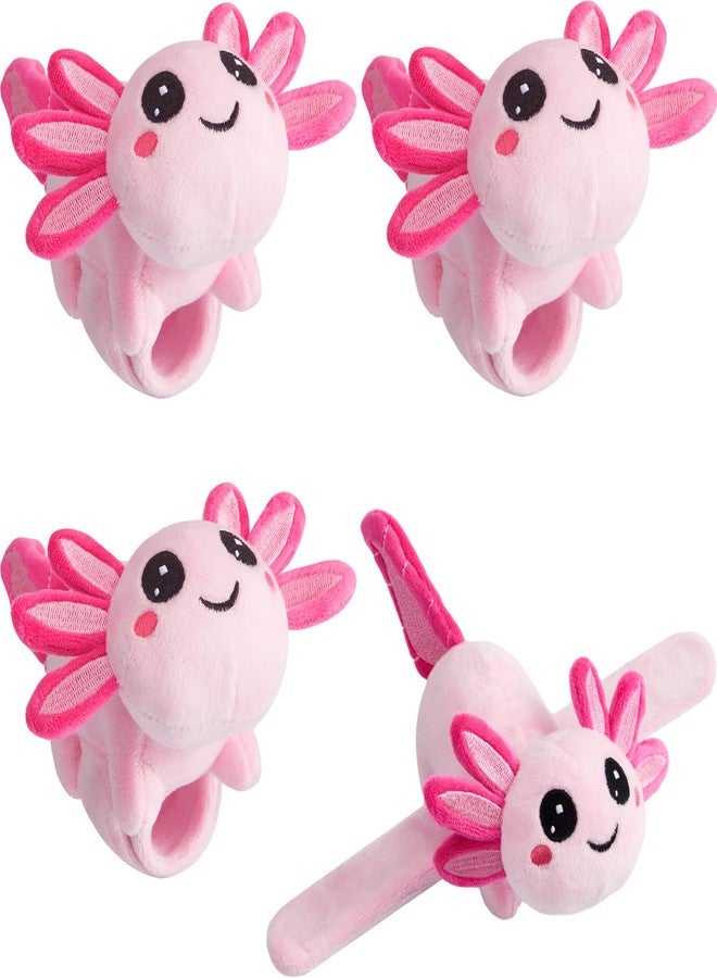 Deekin 4 Pcs 9 Inch Axolotl Stuffed Slap Bracelets Bulk Pink Plush Wrist Snap Band Cute Soft Stuffed Animals Jungle Themed Bracelets for Birthday Christmas Item Pet Adoption Party Favors - Image 1