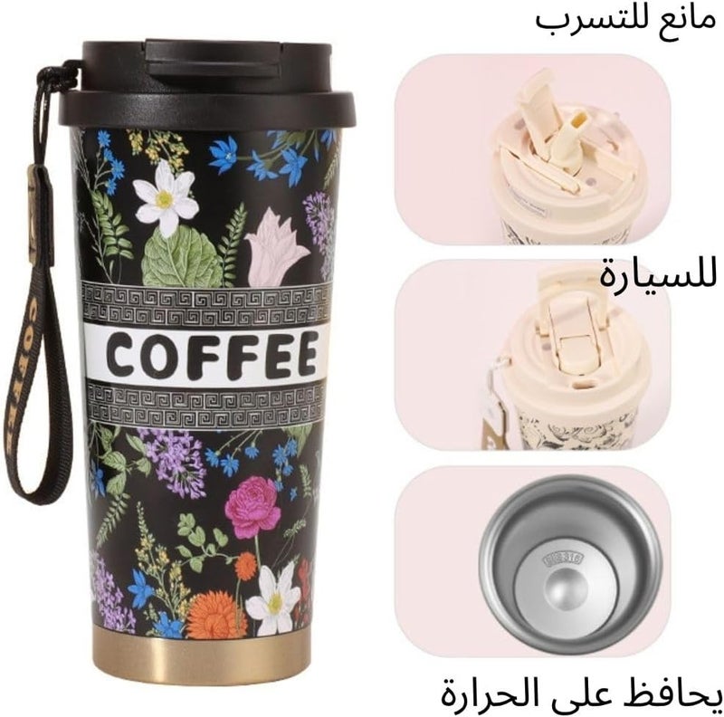 CozyNook 530ml Insulated Coffee Mug Leakproof Thermal Tumbler for Car, Office & Travel, Stainless Steel Hot & Cold Cup Gift for Men & Women | كوب قهوة حراري ستانلس ستيل مانع للتسرب - Image 2