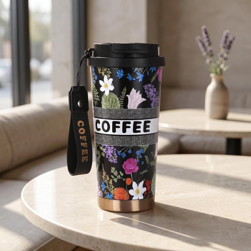 CozyNook 530ml Insulated Coffee Mug Leakproof Thermal Tumbler for Car, Office & Travel, Stainless Steel Hot & Cold Cup Gift for Men & Women | كوب قهوة حراري ستانلس ستيل مانع للتسرب - Image 1