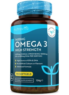 Nutravita High Strength Omega 3 Fish Oil 2000mg contains 400mg mg DHA and 1000mg EPA 90 softgels  - Image 5