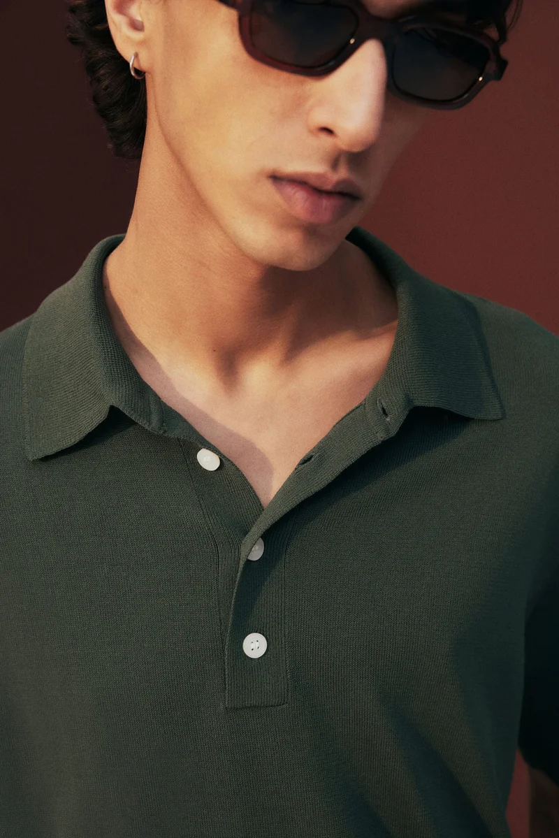 H&M Regular Fit Fine-knit polo shirt