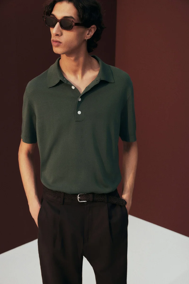 H&M Regular Fit Fine-knit polo shirt