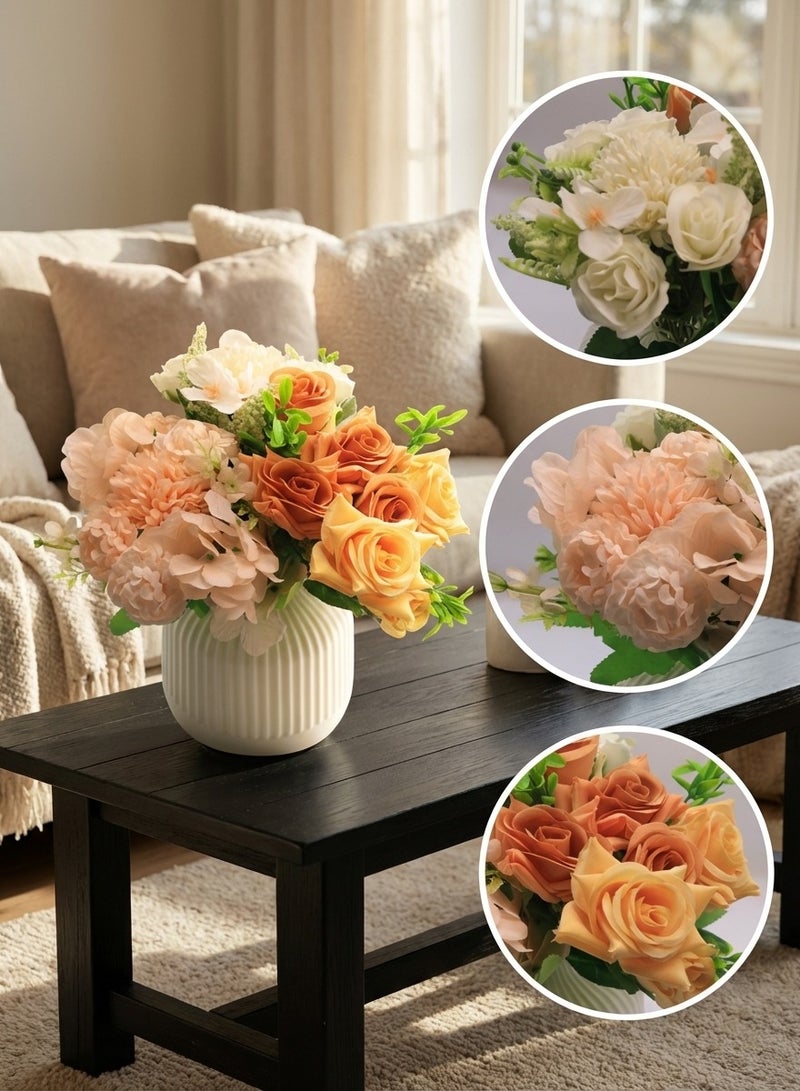 YASMINARA Artificial Flowers Arrangement With Vase-Silk Flowers Floral Bouquet Including Rose Hydrangea Baby's Breath etc in Plastic Vase-Home Bedroom Living Room Desktop Office Greenery Decor-Wedding Ceremony Festival Dinning Table Decor - Image 5