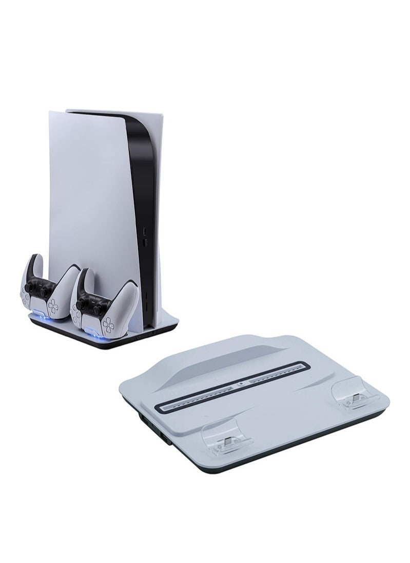 PS5 Stand and Cooling Station with Controller Charging Station for Playsation 5 Standard Disc Digital Console PS5 Accessories Charging Dock with 4 Speed Levels Cooling System