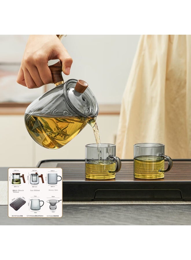 Yihutea Glass Tea Set With Tea Pot, Gongfu Tea Cups, Filter, Tea Tray For Office Tea Drinking - Image 1