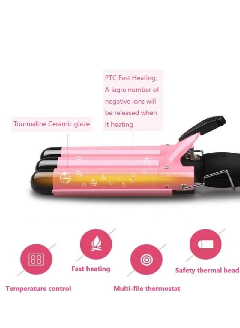 ELTRAZONE مكواة تجعيد الشعر ثلاثية الأسطوانات بحجم 32 مم، درجة حرارة قابلة للتعديل، مكواة سيراميك لتجعيد الشعر للحصول على تموجات شاطئية كبيرة، مكواة تجعيد بحجم 1.25 بوصة لجميع أنواع الشعر، مصفف تموجات احترافي ثلاثي الأسطوانات لتجعيدات تدوم طويلاً - Image 5