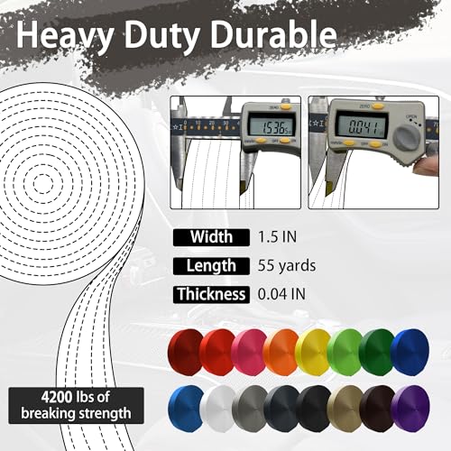WEBSUKA Polyester Webbing Strap 16+Colors – 1"&1.5"&1.9" – 16.5 25 33 55 Yards Heavy Duty Webbing Roll, Flat Webbing Strap for Indoor&Outdoor Gear, Climbing, DIY Crafting, Repairing 1.5" 55yards - Image 2
