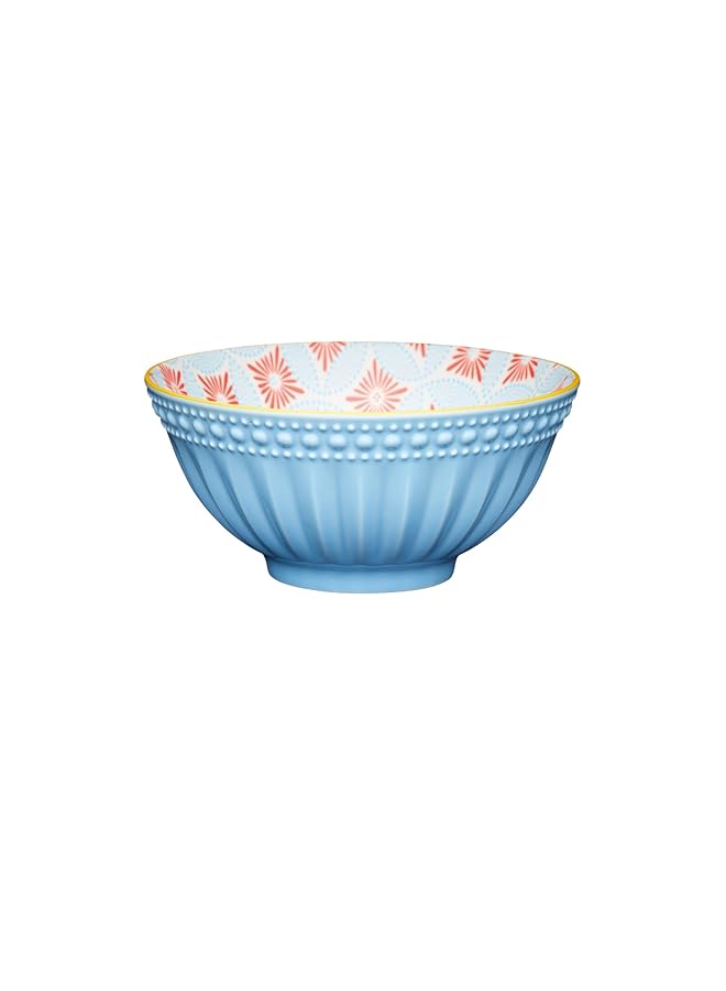 KitchenCraft Blue Mosaic Ceramic Bowl Glazed Stoneware Bowls With Mediterranean Pattern Perfect For Individual Servings Footed Base For Heat Protection Microwave And Dishwasher Safe 15.7 Cm 6 - Image 1