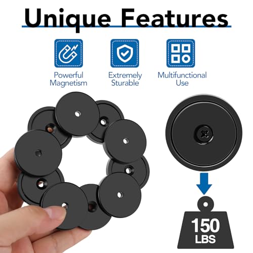 LOVIMAG Magnets,150lb+ Waterproof Strong Neodymium Magnet with Hole for Wall Mounting,Strong Rare Earth Cup Magnets with Heavy Duty Countersunk Hole and Screws for Tool Room,Workplace(Black, 10 Pack) - Image 4