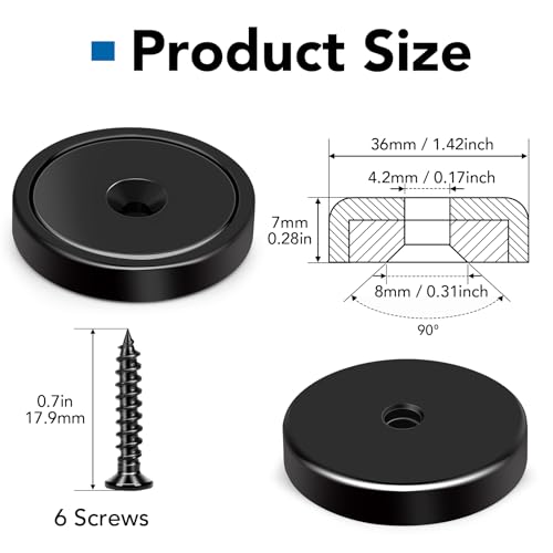 LOVIMAG Magnets,150lb+ Waterproof Strong Neodymium Magnet with Hole for Wall Mounting,Strong Rare Earth Cup Magnets with Heavy Duty Countersunk Hole and Screws for Tool Room,Workplace(Black, 10 Pack) - Image 3