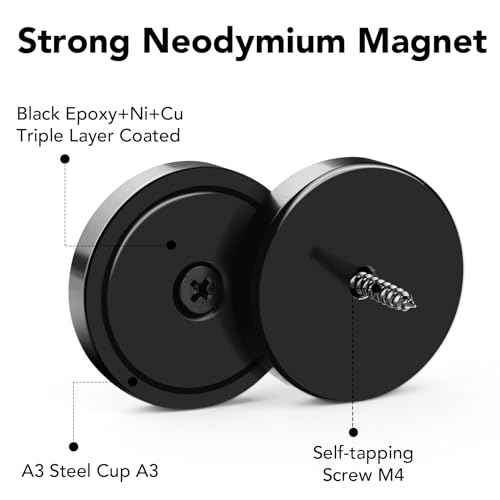LOVIMAG Magnets,150lb+ Waterproof Strong Neodymium Magnet with Hole for Wall Mounting,Strong Rare Earth Cup Magnets with Heavy Duty Countersunk Hole and Screws for Tool Room,Workplace(Black, 10 Pack) - Image 5