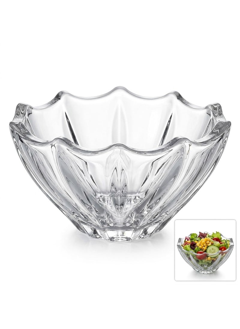Blinkmax Set of 6 Heat Resistant Glass Bowls, Ribbed Design for Salad and Dessert, Clear Serving Bowls for Dining and Hosting - Transparent - Image 2