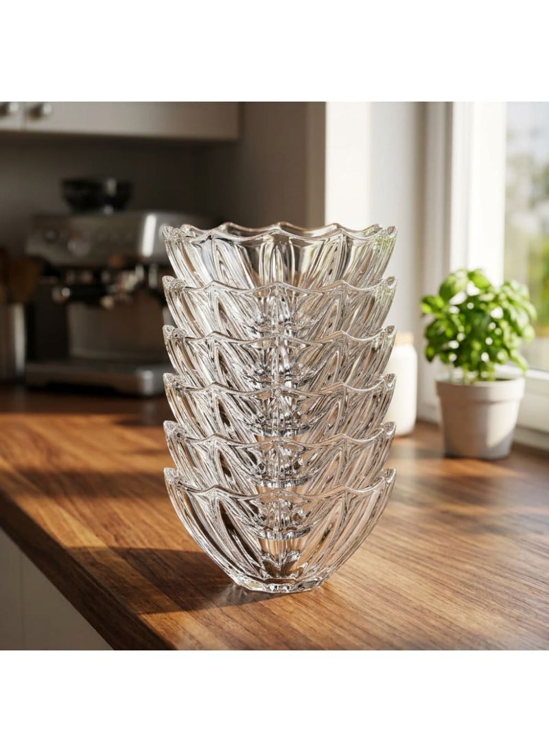 Blinkmax Set of 6 Heat Resistant Glass Bowls, Ribbed Design for Salad and Dessert, Clear Serving Bowls for Dining and Hosting - Transparent - Image 4