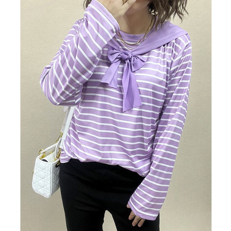 Autumn Bottoming Striped Age-Reducing Women'S Long-Sleeve T-Shirt - Image 4