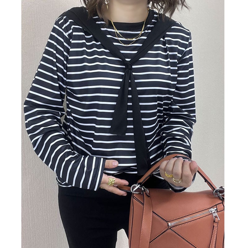 Autumn Bottoming Striped Age-Reducing Women'S Long-Sleeve T-Shirt - Image 1