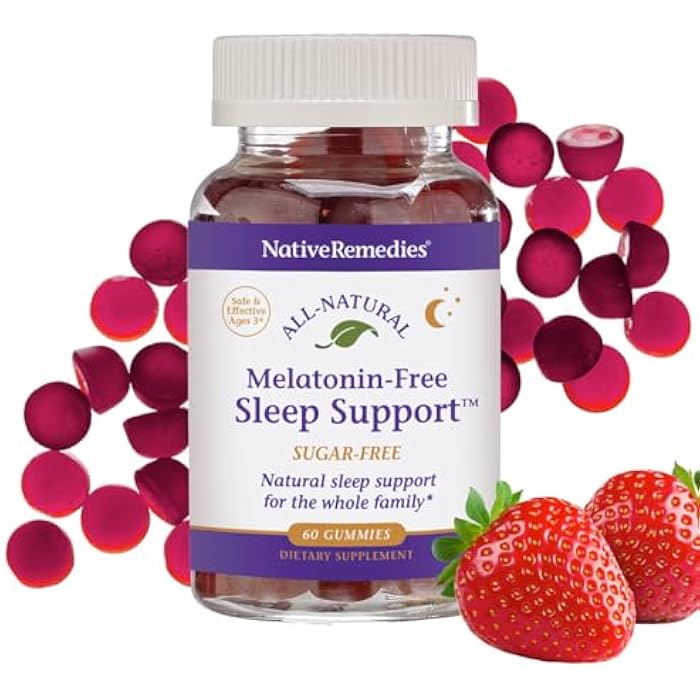 Native Remedies Melatonin-Free Sleep Gummies – Sugar-Free Herbal Formula with GABA, Magnesium, L-Theanine & Valerian – Sleep Aid Natural Support for Adults - 60 Calm Gummy Vitamins - Image 1