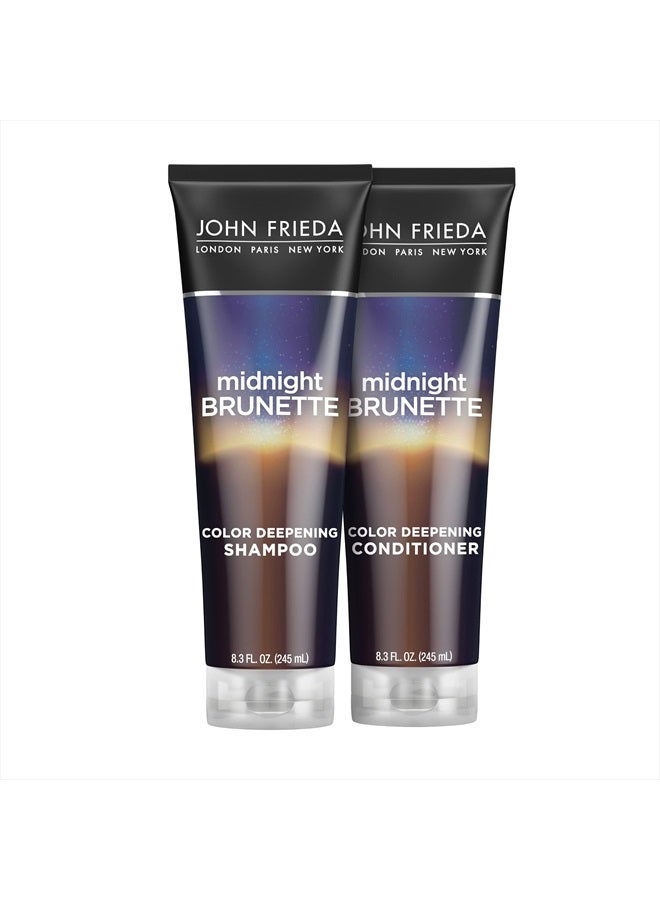 John Frieda Midnight Brunette Visibly Deeper Shampoo and Conditioner Set for Brunette Hair, with Evening Primrose Oil and Natural Cocoa, Natural or Color Treated Hair(8.3 oz, Pack of 2 Set) - Image 1