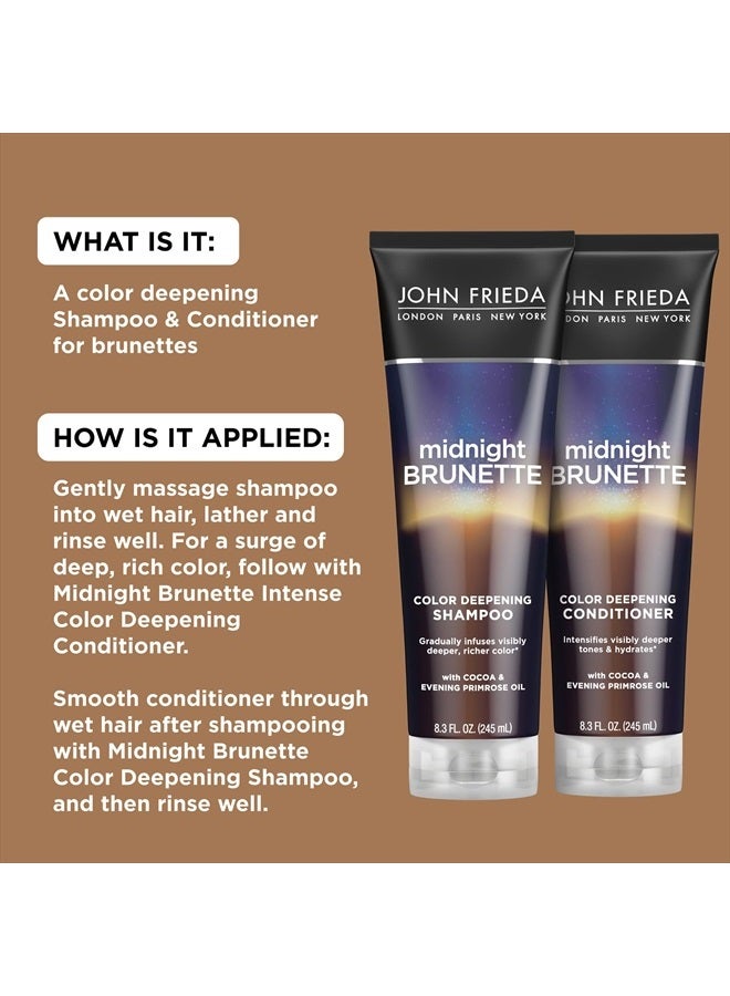John Frieda Midnight Brunette Visibly Deeper Shampoo and Conditioner Set for Brunette Hair, with Evening Primrose Oil and Natural Cocoa, Natural or Color Treated Hair(8.3 oz, Pack of 2 Set) - Image 5