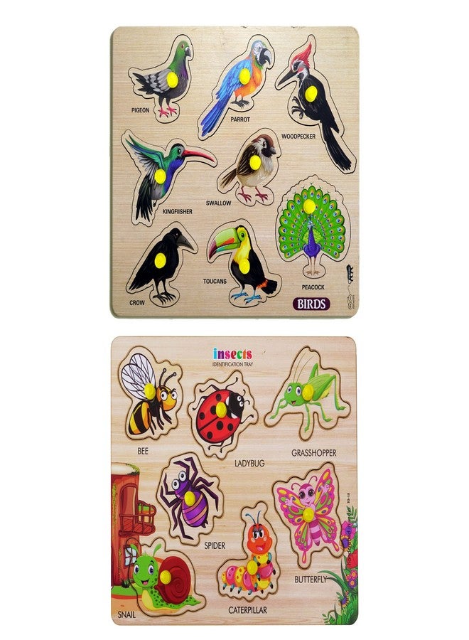 Lefan® Kids Fort Pre Nursery Educational Jigsaw Puzzles for Adults Kids Learning Toys Kit Board Game 2 pcs Set of Birds & Insects Educational Toy - Image 1