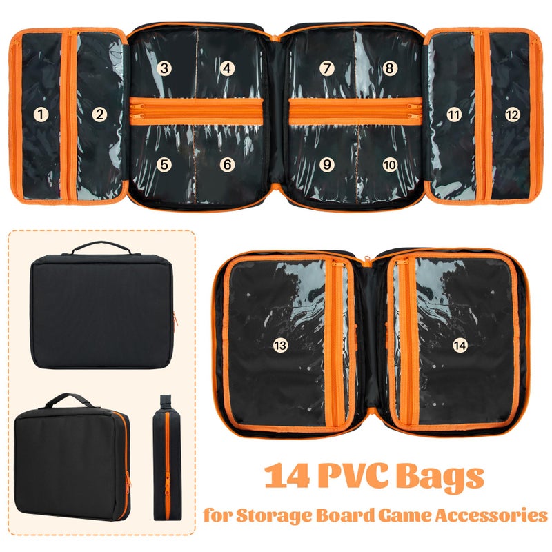 KISLANE Premium Board Game Storage Organizer Case (14 PVC Pouches) - Portable Travel Game Storage Case | Ultimate Dice and Token Holder for Cards, Miniatures, and Catan Components - Image 3