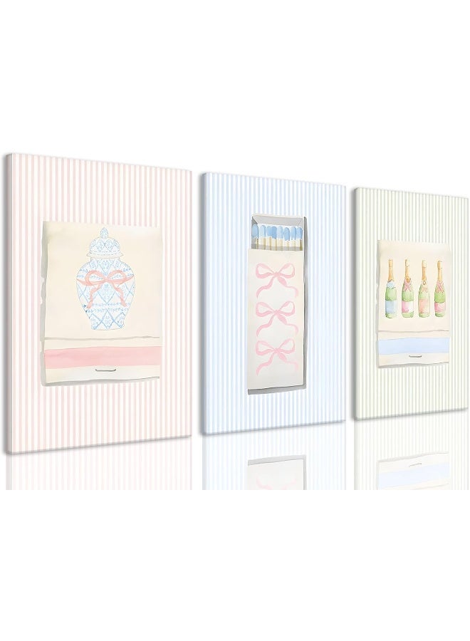 Djmwtb Grandmillenial Matchbox Wall Art Set of 3 (Preppy, 12"x16" Canvas) - Image 1