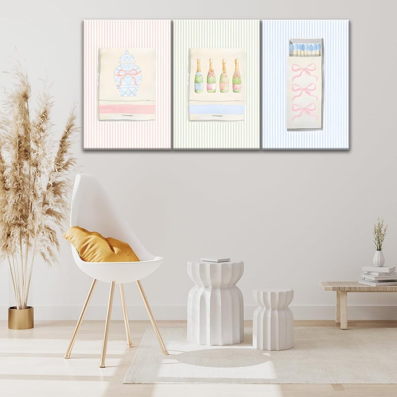 Djmwtb Grandmillenial Matchbox Wall Art Set of 3 (Preppy, 12"x16" Canvas) - Image 3