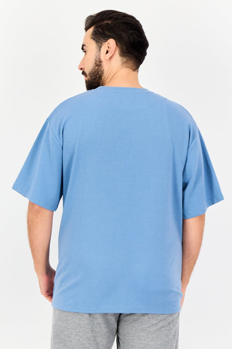 TapouT Men Oversized Fit Short Sleeve Outdoor T-Shirt, Shadow Blue - Image 2