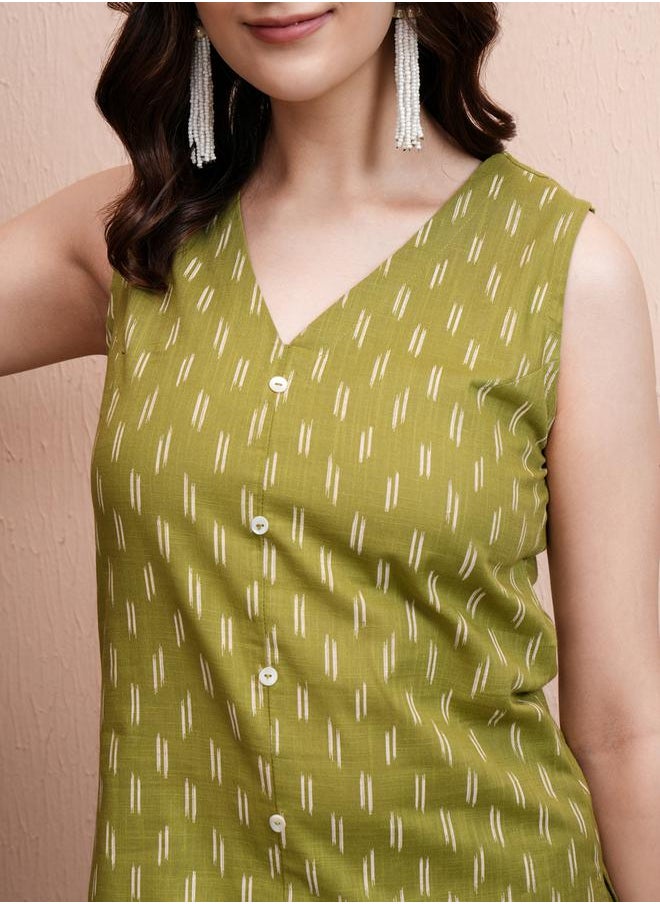 Vishudh - All Over Print Cotton Kurta & Palazzo Set by Styli - Image 1