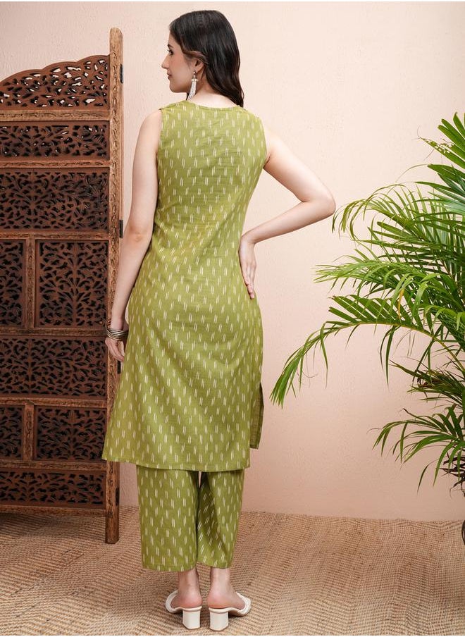 Vishudh - All Over Print Cotton Kurta & Palazzo Set by Styli - Image 1