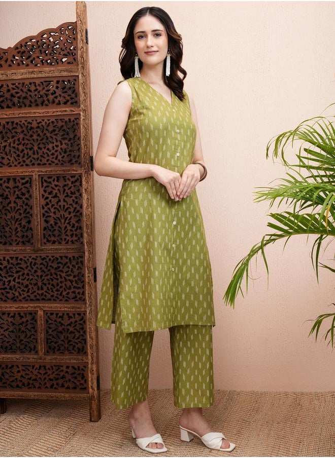Vishudh - All Over Print Cotton Kurta & Palazzo Set by Styli - Image 1