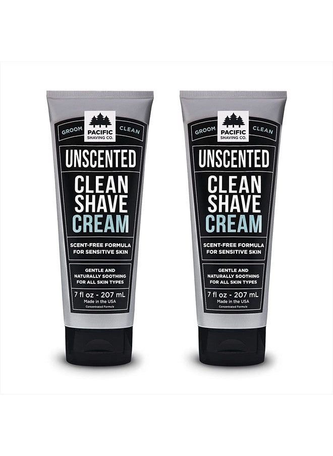 pacific shaving company - Clean Shaving Cream - Shea Butter + Vitamin E Shave Cream for Hydrated Sensitive Skin - Clean Formula for a Smooth, Anti-Redness + Irritation-Free Shave Cream (7 Oz, 2 Pack) - Image 1