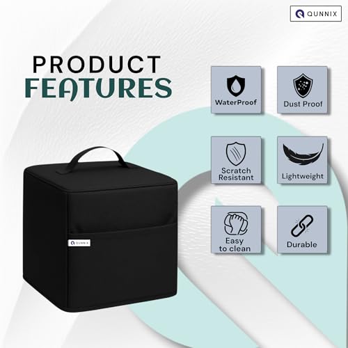 QUNNIX Dustproof & Waterproof Washable Air Fryer Cover for Kent Digital 8L | Kitchen Appliance Protector with Handle & Pocket | For Everyday Use Man & Woman | Perfect Fit (40x35x38) – Black - Image 5