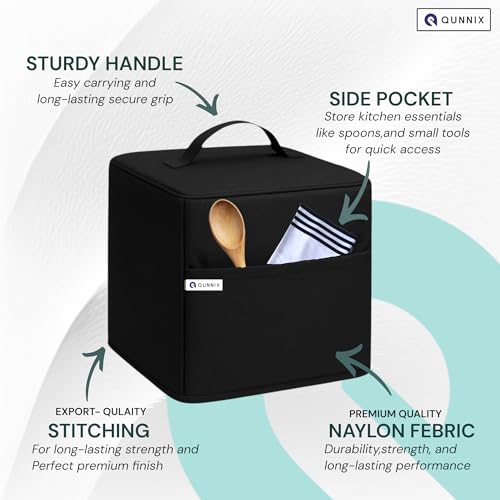 QUNNIX Dustproof & Waterproof Washable Air Fryer Cover for Kent Digital 8L | Kitchen Appliance Protector with Handle & Pocket | For Everyday Use Man & Woman | Perfect Fit (40x35x38) – Black - Image 4
