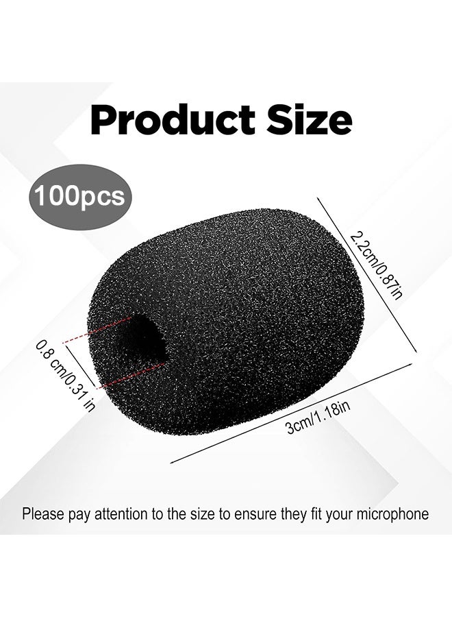 Headset Microphone Covers Foam, Lapel Headset Microphone Windscreen Sponge Foam Microphone Windscreen Mini Foam Cover for Variety of Headset Microphone Noise Reduction (100pcs) - Image 2