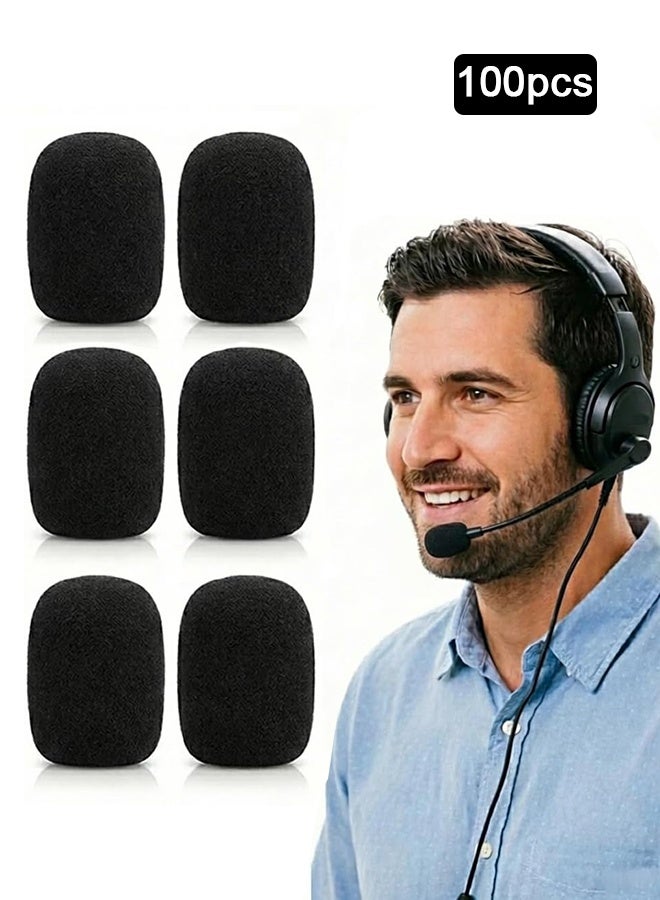Headset Microphone Covers Foam, Lapel Headset Microphone Windscreen Sponge Foam Microphone Windscreen Mini Foam Cover for Variety of Headset Microphone Noise Reduction (100pcs) - Image 1